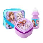 Frozen 3 Piece Lunch Bag, Sandwich Box & Bottle Set Childrens Insulated Character Bags for School & Travel