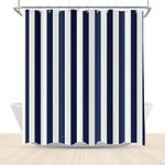 LFEEY Fashion Navy Blue Striped Shower Curtain Classic Modern Simple Bathroom Curtain Decor 72x72 Inch Waterproof Polyester Fabric with Hooks