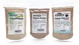 KHADI Omorose Amla Reetha Shikakai Powder For All Type Of Hairs, (100 Grams Each) Combo Of 300 Grams