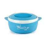 CELLO Sapphire Insulated Inner Steel Casserole for Roti, 1500ml, Blue | Hot Box for Kitchen | Hot Pot for Home | Chapati Box | Locks in The Cold & Heat for Long | Serving Bowl with Lid |