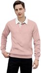 SweatyRocks Men's Color Block Collared Sweatshirts Button Front Long Sleeve Pullovers Tops Multicolor Small