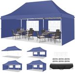 TOOLUCK Pop up Gazebo 3M x 6M Marquee Gazebo Tent with Sides Upgrade Structure UPF50+ Protection &100% Waterproof for Garden Parties Commercial with Easy Carry Bag, Navy Blue