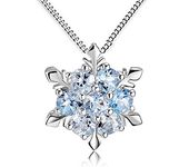 findout ladies element sterling silver blue crystal snowflake pendant necklace .for women girls children.(f1465)