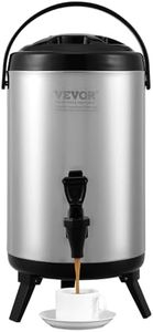 VEVOR Dispensador de Bebidas Aislado Dispensador de Agua Fría y Caliente No Eléctrico 7,6 L Almacenamiento de Alimentos de Acero Inoxidable Contenedor Aislado 4-6 H con Grifo Portátil para Camping