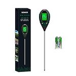 Sonkir Soil pH Meter, 4-in-1 Soil Moisture/Light/pH/Temperature Tester Gardening Tool Kits for Plant Care, Ideal soil meter for Garden, Lawn, Farm, Battery Included (Green)