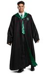 DISGUISE 107979T Harry Potter, Deluxe Wizarding World Hogwarts House Themed Robes, Dress Up Costume Accessory Slytherin Outerwear, Solid, Black & Green, Adult M (38-40)