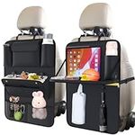 Oasser Car Back Seat Organizer 2 Pack Car Storage Organizer with Foldable Table Tray and Garbage Can Kick Mats Back Seat Protector for Kids with Tablet Holder and Storage Pockets Travel Accessories