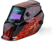 Rossi Flame Series Black Flames Design Solar Powered Auto-Welding Helmet