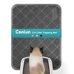 Conlun Cat Litter Mat Litter Trapping Mat, 61 x 43 cm Cat Litter Tray Mat, Premium PVC Grid Mesh Scatter Control Design Litter Box Mat, Waterproof Urine Resistant Material, Easy to Clean, Grey