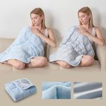 Small Weighted Blanket for Adults and Kids(Double-sided),Weighted Lap Pad 7lbs Throw for Travel,Calming,Relaxation-Reversible Warm Crystal Velvet and Cooling Tencel,Machine Washable,Blue 29x24 inches