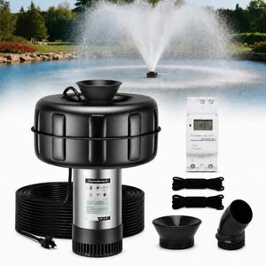 KYZDZQ 15000 GPH Pond Fountain Aerator, 110V,Floating Pond Fountain Pump with Stainless Steel Body, Pond Aerator Pump for Small & Large Ponds and Lakes (Black)