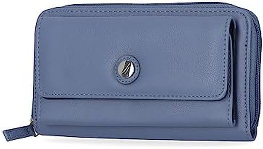 Nautica Womens - Bulk Cargo Vegan Leather RFID Wallet - Fashionable Zip Around Large Clutch with Phone Case and Multi-Card Organizer (Marine)