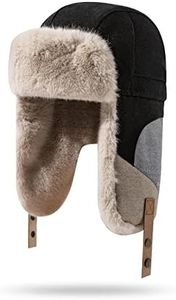 CLAPE Men's Ushanka Russian Hat Lumberjack Aviator Trapper Hat Eskimo Warm Windproof Hats Outdoor Hunting Cap, Black