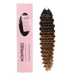 WOWANGEL Deep Wave Crochet Hair,Crochet Hair Extensions For Black Women,14 Inch 100% Human Hair Extensions,Feather Crochet Braids Knotless Pre-Separated & Tangle-Free (1B4T30, 1PACK)