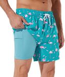 BRISIRA Swim Trunks Men Quick Dry Swim Shorts 5 inch Inseam Stretch Water Beach Shorts with Compression Liner Zipper Pocket