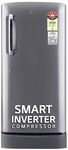 LG 185 L 5 Star Inverter Direct-Cool Single Door Refrigerator (GL-D201APZU, Shiny Steel, Base stand with drawer)