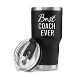 Best Coach Ever Sports Soccer Football Baseball Basketball Gym Trainor Trainer Mentor Appreciation from Team Members Students Vacuum Insulated Tumbler Stainless Steel Travel Mug Drinkware (30 oz)