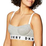 DKNY Women's Cozy Boyfriend Underwire Bra Top, Heather Gray/White/Black, 36B