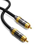 Subwoofer Cable,EMK Digital Coaxial Audio Cable [24K Gold-Plated, Durable Cotton] Premium S/PDIF RCA Male to RCA Male for Home Theater, Soundbar,Speaker,HDTV, Subwoofer, Hi-Fi Systems (Black-6.6ft/2m)