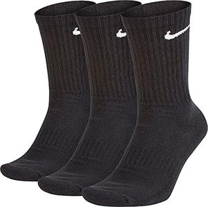 NIKE Men's Everyday Cushion Crew Training Socks (3 Pair), Black/White, M