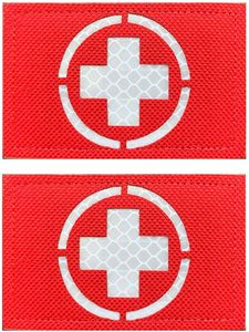 Antrix 2 Pcs Medic Cross IR Infrared Reflective First Aid Patches EMT EMS Paramedics Medical Rescue Patch for Doctor Nurse Medics Staff Combat Armband Jackets Clothes First Aid Response Kit