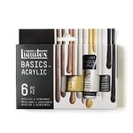 Liquitex Basics Acrylic Paint, Set of 6 Colours, Metallics & Iridescents, 6 x 22ml