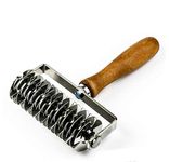 MBB Stainless Steel Dough Lattice Roller Cutter Pizza Bread Docker Pastry Crust Top Decoration Maker Wood Handle