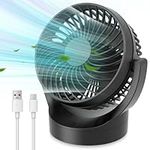 USB Desk Fan, Mini Table Fan with 5 Speeds, 3000mAh Rechargeable Portable Cooling Fan, Strong Airflow Quiet Operation Desktop Fan USB Fan, 90° Rotatable Head Personal Fan for Home Office Bedroom