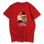 Soul Mates (Always Together) Women BFFs T-shirts (X-Large, Red)