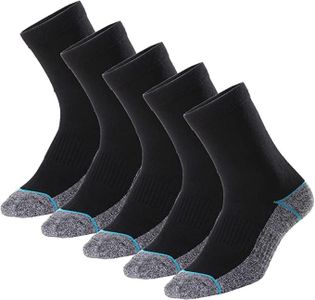 Copper Antibacterial Athletic Socks for Men and Women-Moisture Wicking, Nonslip Cushion Ankle Socks, Crew-Black/Blue-5 Pairs, 11-13 US