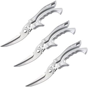 Multifunctional Heavy Duty Kitchen Shears, Stainless Steel Kitchen Scissors, Meat, Bone, Fish, All Purpose Kitchen Scissors for Food with Fish Scaler, Bottle Opener and Safety Lock (3)