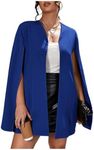 OYOANGLE Women's Plus Size Elegant Cape Blazer Split Long Sleeve Open Front Work Office Jacket Outerwear Navy Blue 2XL