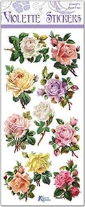 Flower Stickers for Scrapbooking - Pastel Rose Buds by Violette Stickers, Floral Scrapbook Stickers for Water Bottles, Crafts, and Journaling - Waterproof Decorative Stickers DIY Decor