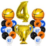 Houhounb Basketball Balloon Set 4 Year Boys Birthday Decoration Number 4 Balloon Foil Balloon Basketball Print Balloon Trophy Balloon for 4th Birthday Party Decoration