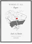 SurpriseSavors Where It All Began Map, Personalized Couple Wall Art for Him & Her, Our First Date Gift, One Year Anniversary for Boyfriend, Girlfriend, Wife, Husband