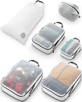 TRIPPED Travel Gear Large Packing Cube Set with See Through Mesh- Compression Packing Cubes Travel Organizers, White, Large