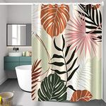 Bovlleetd Botanical Shower Curtain Abstract Tropical Plants Medieval Maple Palm Leaf Shower Curtains Boho Boy Girl Bathroom Art Decor Curtain Geometric Washable Tub Decoration Curtain 72x74inch