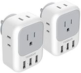 Multiple Plug Outlet Splitter with USB Wall Charger, TESSAN 4 Electrical Outlet Extender with 3 USB Ports, Multi Power Outlet Expander for Cruise Dorm Essentials, Home, Office, 2 Pack