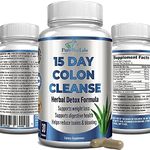 15 Day Colon Cleanse and Detox, Herbal Detox Formula for Weight Loss, Constipation Relief - Boosts Energy. Flush Toxins, Natural Safe Colon Cleanser for Men and Women - 30 Capsules