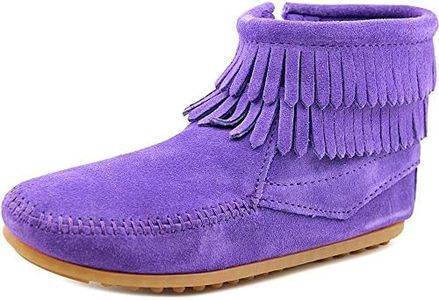 Minnetonka Double Fringe Side Zip Boot (Toddler/Little Kid/Big Kid),Purple,3 M US Little Kid