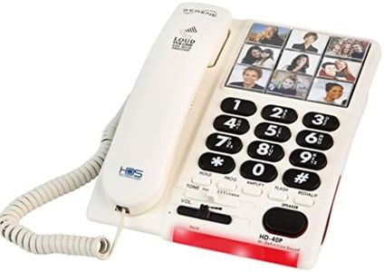 Serene Innovations Amplified Big Button Landline Phone for Seniors with Dementia - 26dB Home Phone with Photo Buttons - Hearing Impaired Telephone