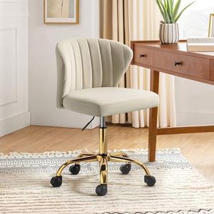 FABRICATION HAUS Silla de oficina, silla de ordenador, silla de maquillaje, silla de terciopelo, silla de escritorio moderna con ruedas giratorias, giratoria, altura ajustable, adecuada para sala de