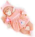 The Magic Toy Shop Bibi Doll - 20" Realistic Reborn Handmade Sleeping or Open Eyes Baby Girl/Boy Doll with Dummy and Feeding Bottle (Sleeping Girl)