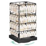 Esluker.ly Rotating Earring Display Holder Stand for Vendors Events Selling, Large Capacity 64 Hooks Jewelry Rack with Wooden Base for Earring Card Sales, Enhances Retail Display Visibility