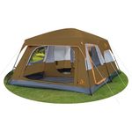 KTT Extra Large Tent 10-12 Person(B),Family Cabin Tents,2 Rooms,Straight Wall,3 Doors and 3 Windows with Mesh,Waterproof,Double Layer,Big Tent for Outdoor,Picnic,Camping,Family Gathering(Light Brown)