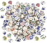 Lanyani Broken Ceramic Porcelain Tiles for Mosaic Crafts Glazed Irregular Blue and White China Plate Mosaic Tiles, 11x11 inch