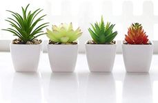 Veryhome Fake Succulents Plants Artificial Faux Succulents Small 4pcs Mini Potted Plastic Succulents for Christmas Home Office Living Room Desk Decor Aesthetic