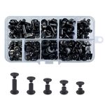 CANGCANG 100 Sets Chicago Screws, M5*4/6/8/10/12mmScrew Rivets for Leather,Binding Screw Set,Flat Belt Screw, Brass Screws,Metal Replacement Rivets for Book Bag