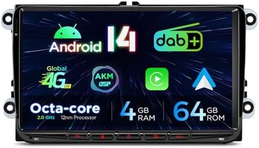 XTRONS 9" Android 14 DAB+ Car Stereo for VW Candy Golf Jetta Passat Polo Skoda Seat, Octa Core 4+64GB Radio Player with 4G AKM DSP 2K CarAutoPlay Auto GPS Navigation Bluetooth 5.0 New UI Cooling Syste