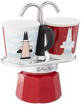 Bialetti - Mini Express Magritte: Moka Set includes Coffee Maker 2-Cup (2.8 Oz), Red, Aluminium